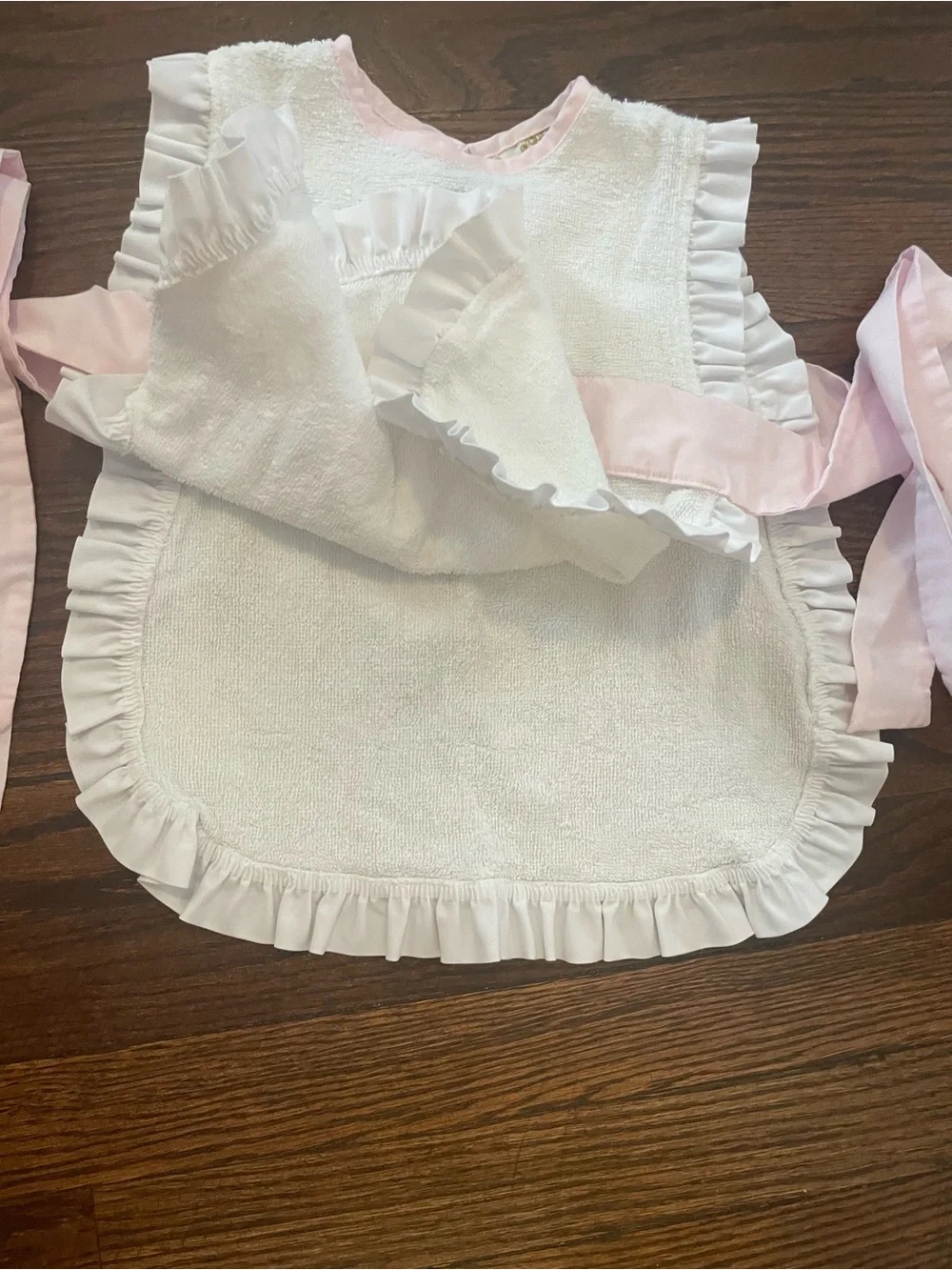 White and Pink Ruffle Bib Apron for Kids